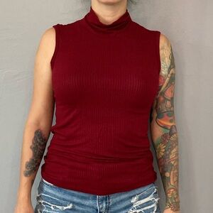 Rachel Zoe Red Ribbed Sleeveless Tank Top